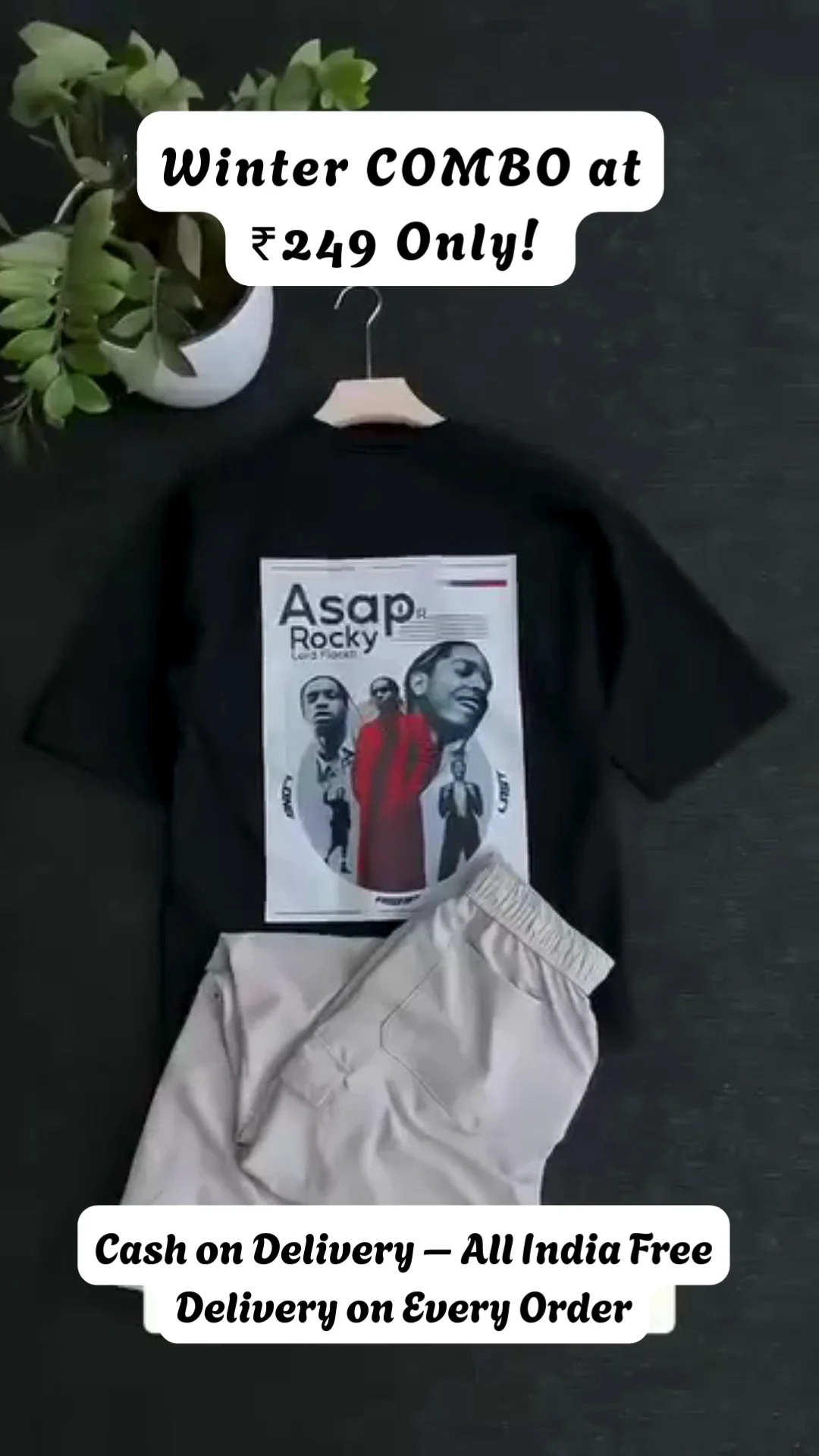 Men's Winter Combo Cotton T Shirt and Track Pant Casual Set